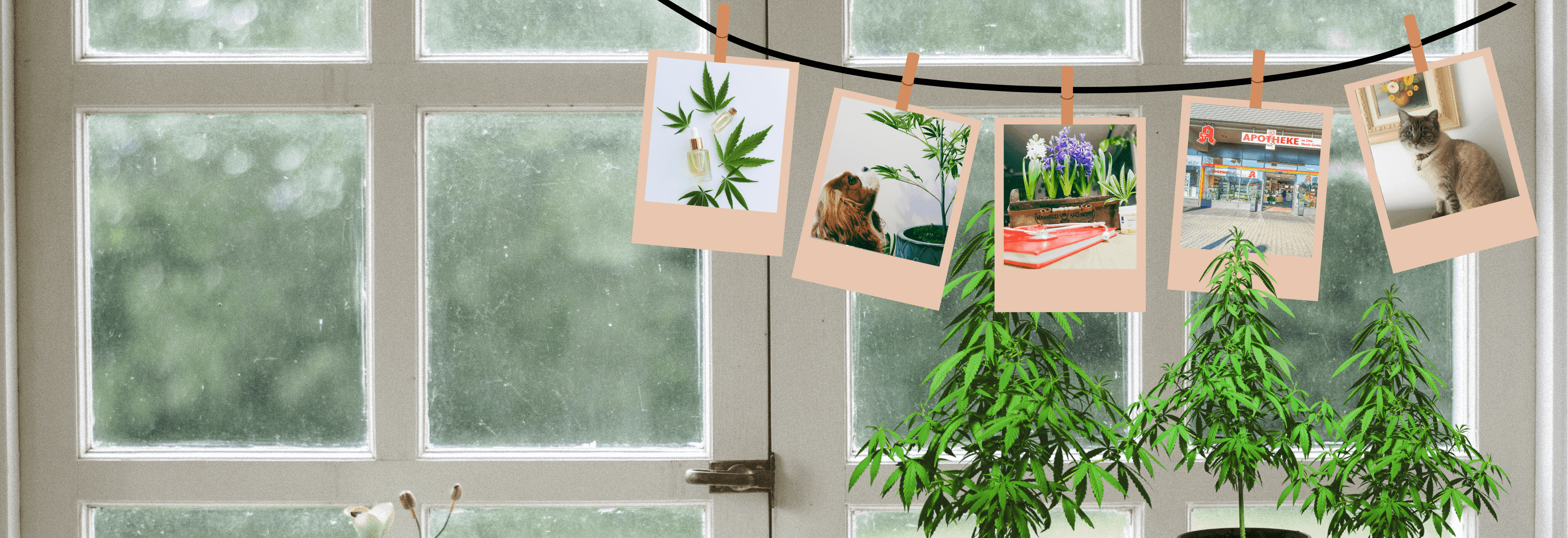 Fenster mit Bildergirlande